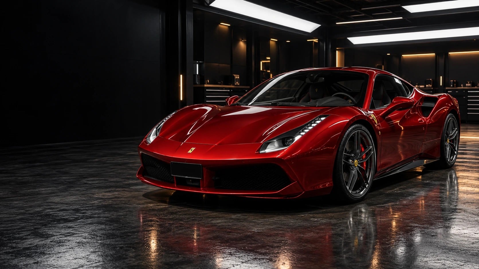 Red Ferrari 488 in the GV Auto Collision shop